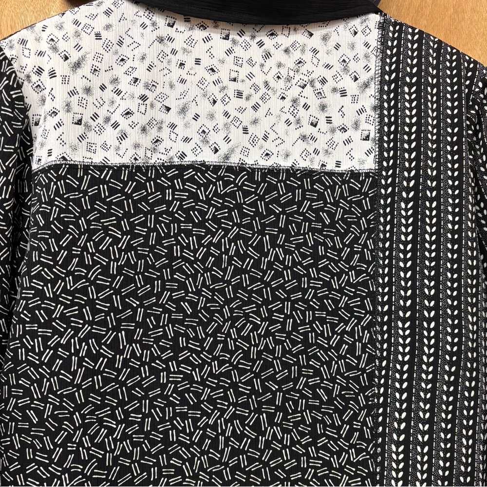 B&W funky patchwork button down, 10P - Picture 3 of 12